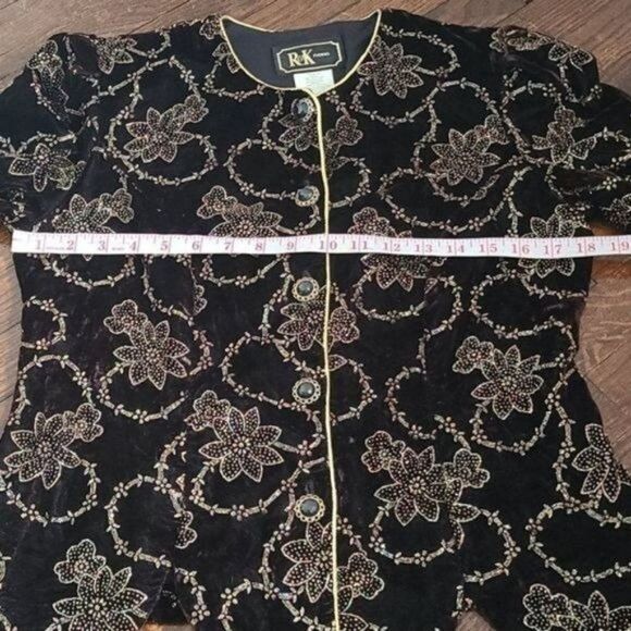 Vintage Dark Romantic Goth Purple Filigree Jacket Gold Trim - Picture 8 of 14